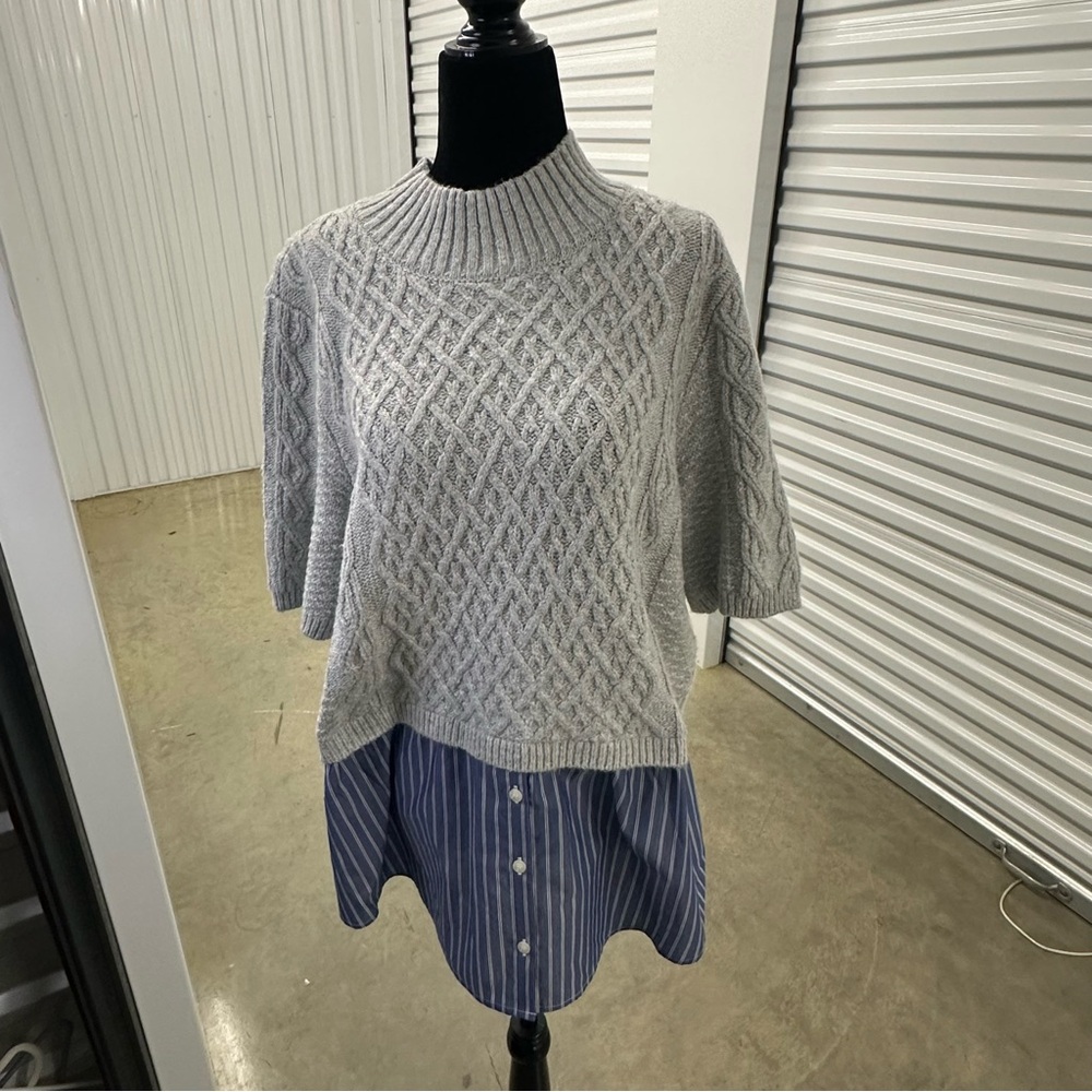 Maeve by Anthropologie Cable Knit Mock Neck Short Sleeve Sweater – Size XL‎